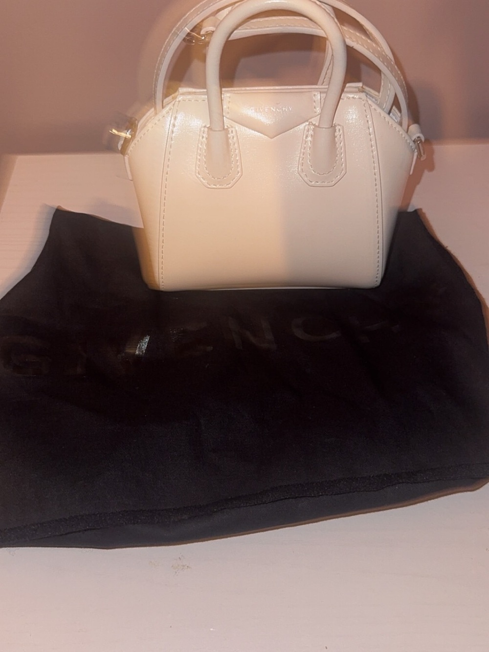 Givenchy Cream Mini Antigona Top-Handle Bag